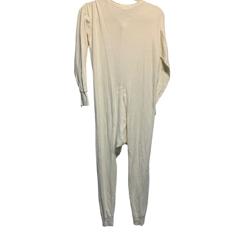 VTG 60s HEALTHKNIT Mens L 42-44 cotton Thermal Unionsuit Underwear Off-White USA